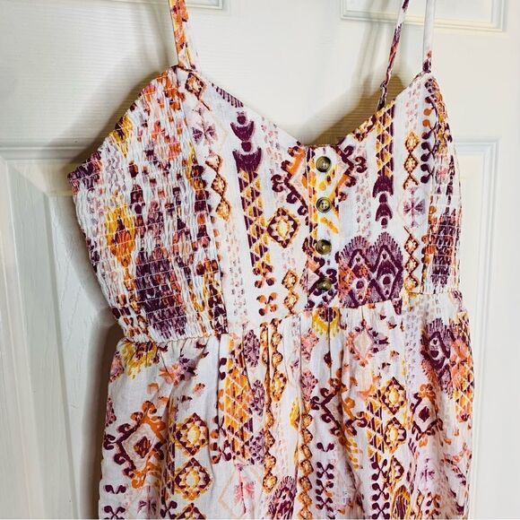 Jolie & Joy Juniors Mosaic Smocked Button Front Dress Size Large - Picture 6 of 14